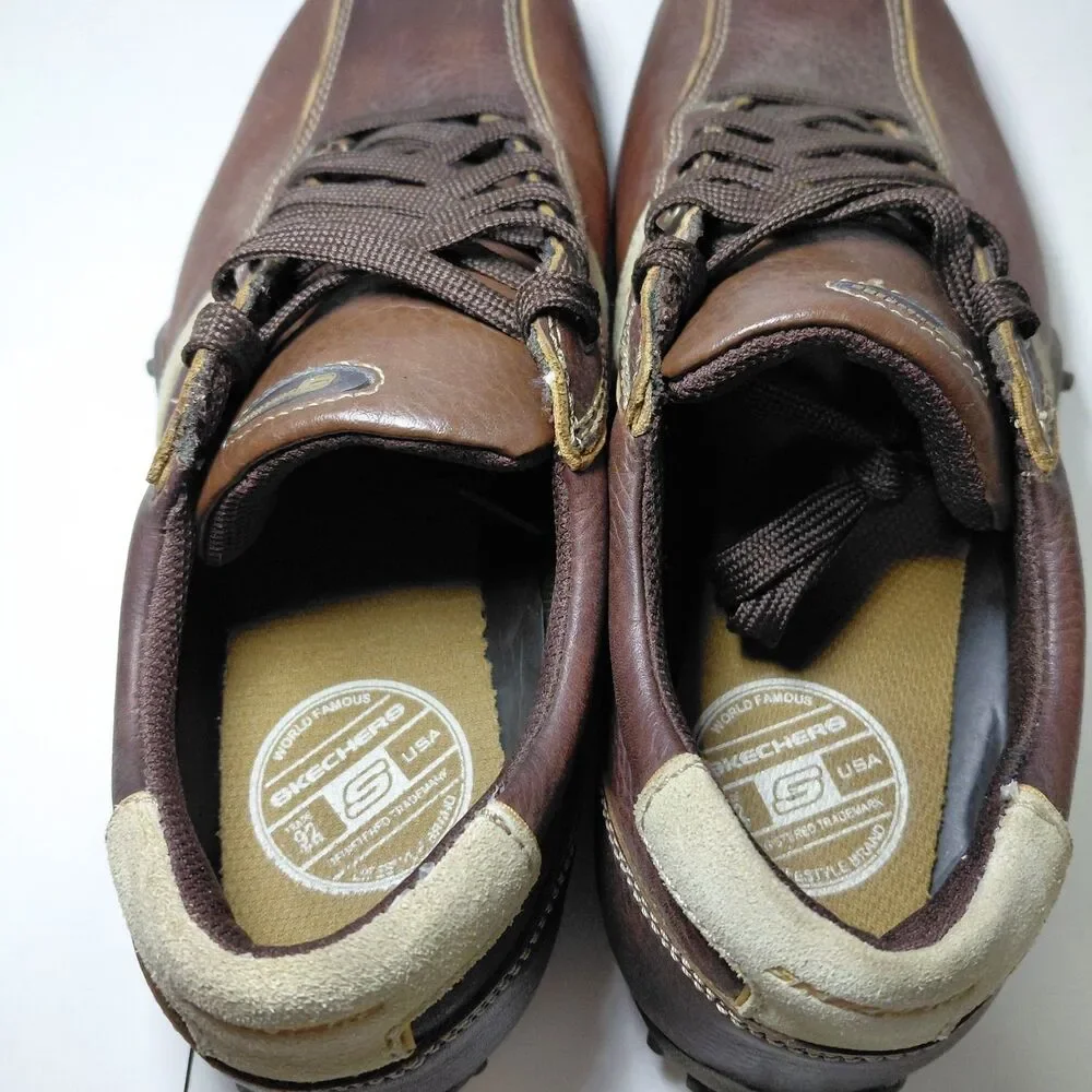 VTG Skechers Mens Diameter Casual Shoes Brown Leather Relaxed Step Size 9.5